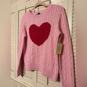 St Johns bay Pink Heart Sweater! Petite size medium NWT